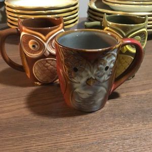 Set of three owl mugs